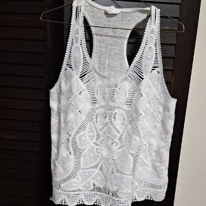 Club Monaco White Lace Tank Top Medium